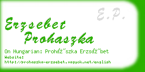 erzsebet prohaszka business card